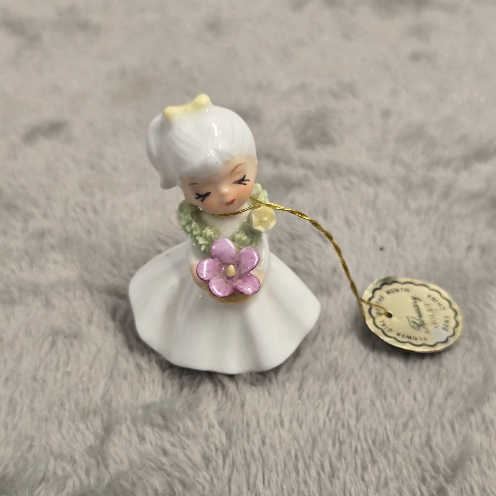 Napcoware February Flower Girl of the Month Violet Bone China Figurine Vintage